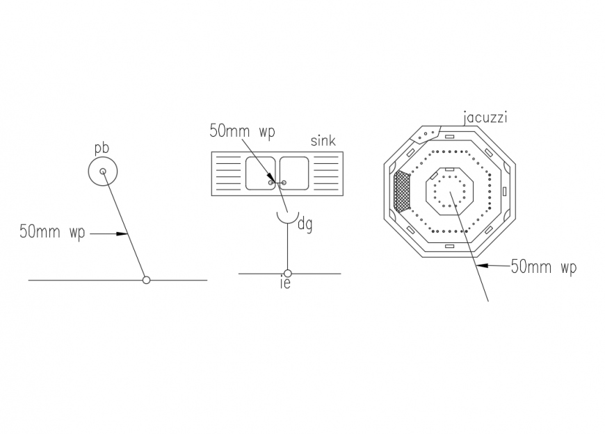 Sink, Jacuzzi, tap etc sanitary equipment cad blocks details dwg file