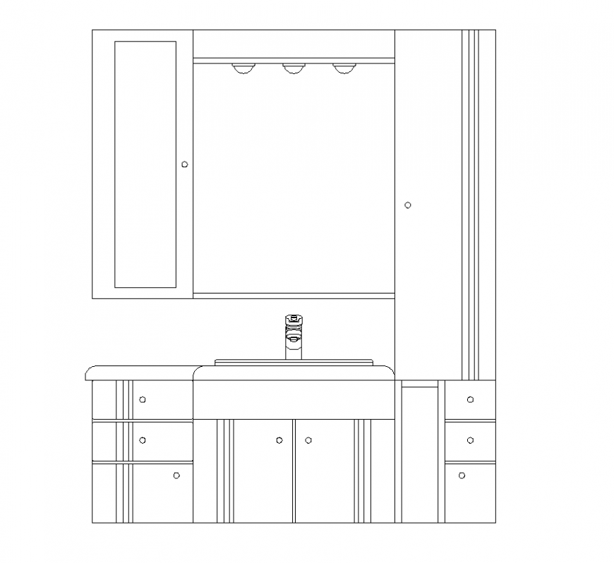 Sink and furniture CAD blocks detail elevation 2d view layout autocad file