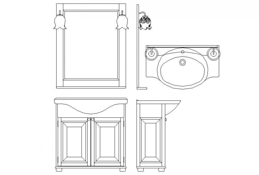 Sink and cub board plan detail dwg file