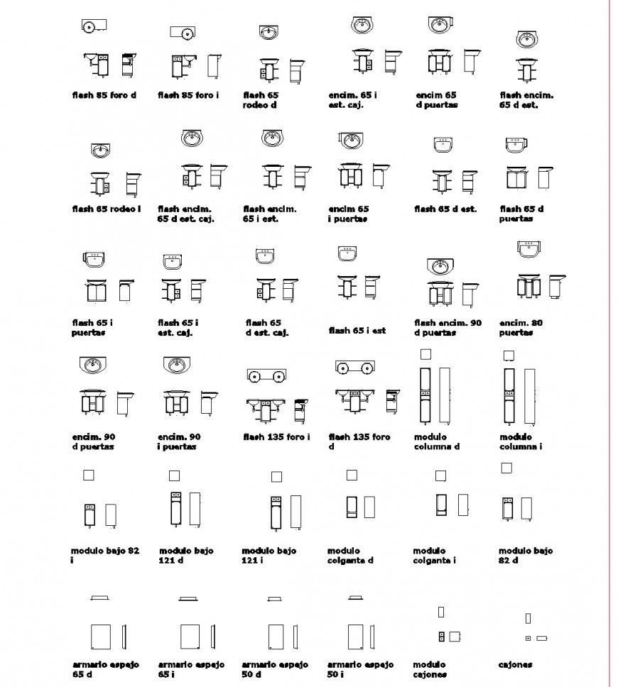 Sink and refrigerator plan and elevation autocad file