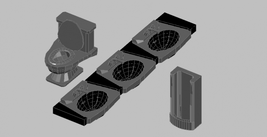 Sink and toilet detail 3d model layout file