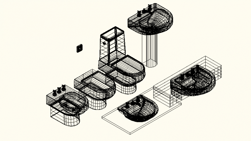 Sink and toilet detail elevation autocad file