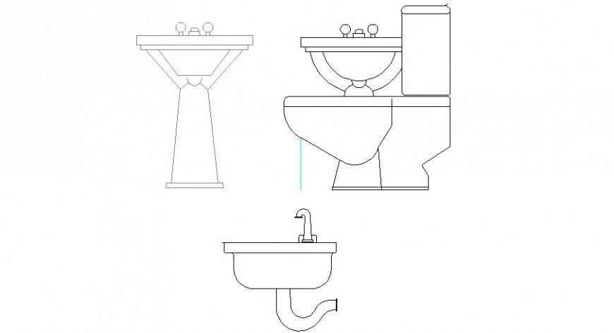 Sink and toilet sheet elevation blocks cad drawing details dwg file