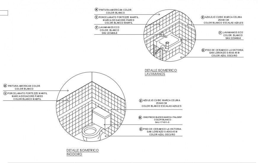 Sink and water closed isometric view detail dwg file