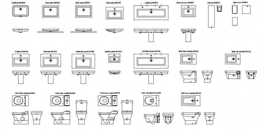 Sink and water closed plan dwg file