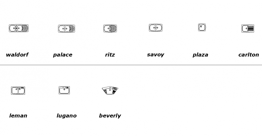 Sink elevation and CAD blocks layout 2d view autocad file