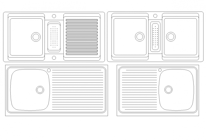 Sinks elevation detail plan dwg file