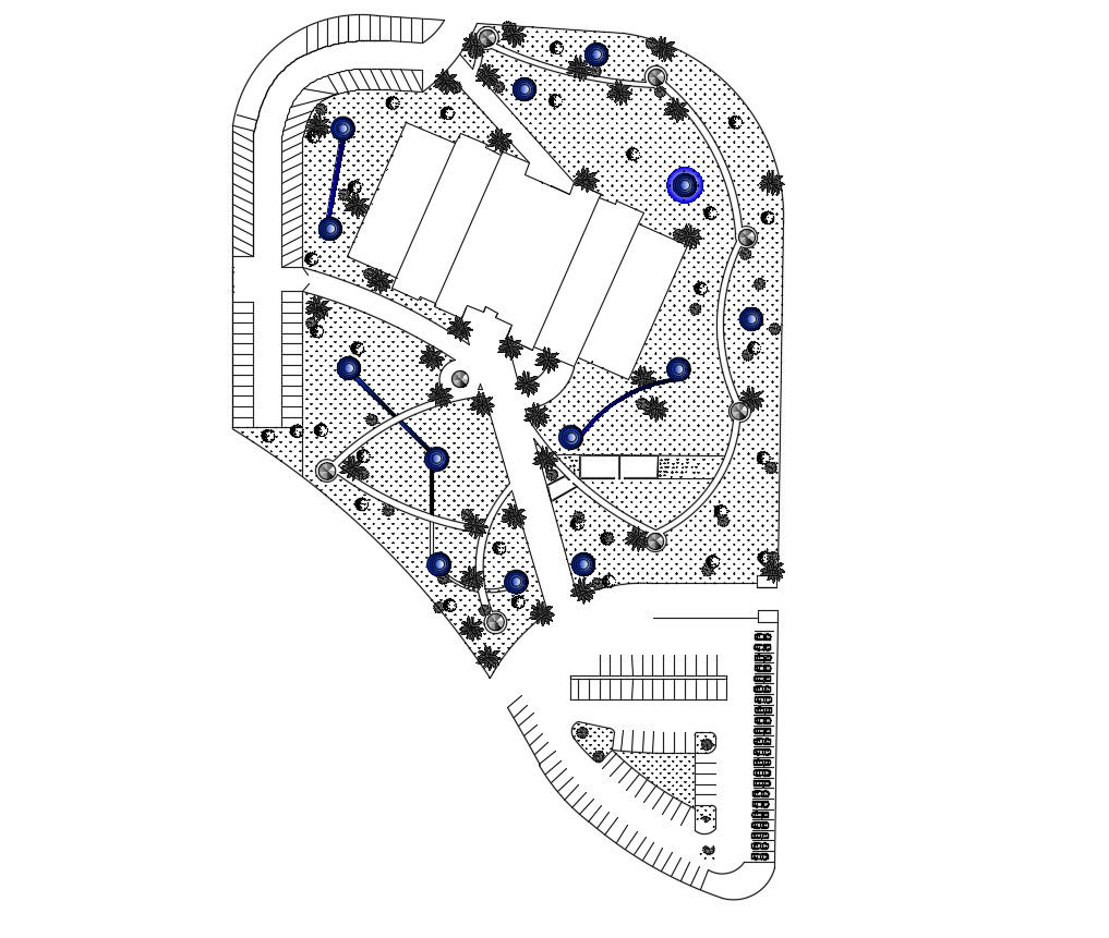 site plan of exhibition center in dwg file