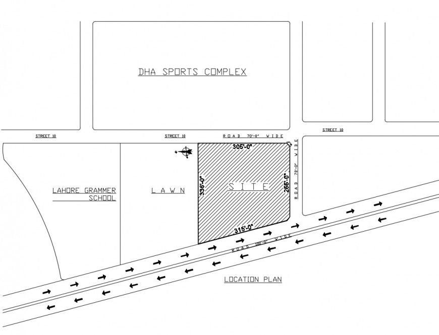 Site and location map details of primary school building dwg file