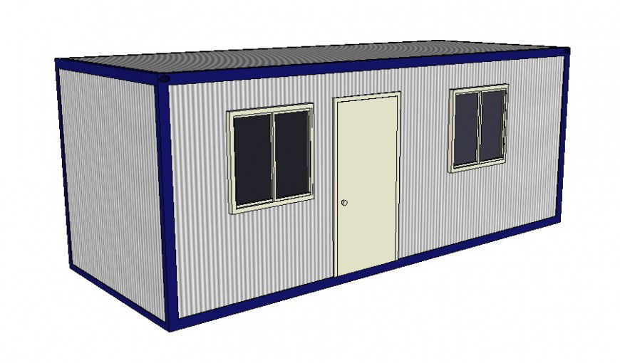Site container office detail 3d model layout sketch-up file