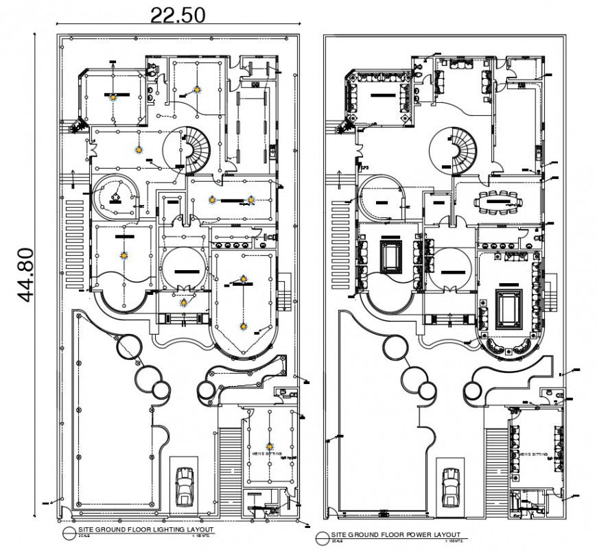 Site ground floor lighting layout autocad file