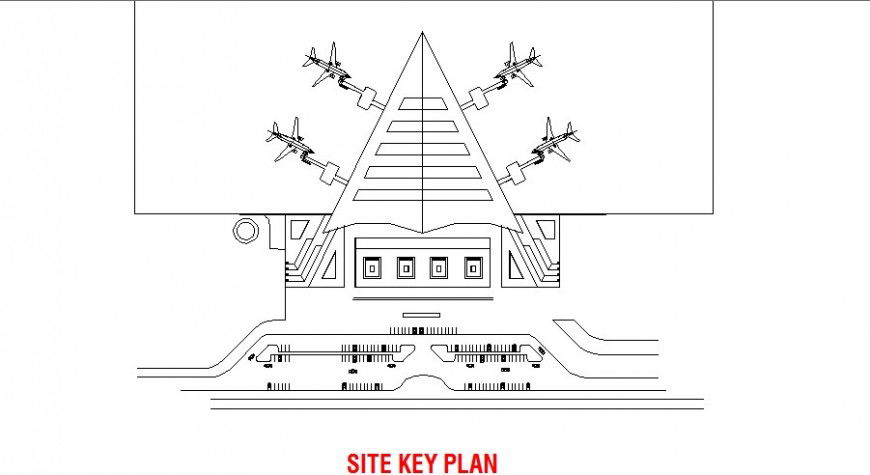 Site key layout plan of airport terminal cad drawing details dwg file