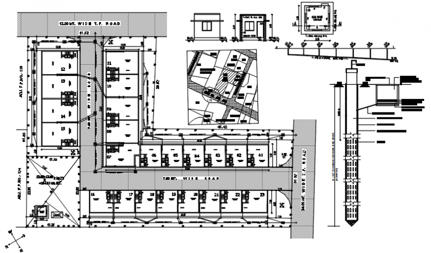 Site layout plan drawing details of apartment building block dwg file
