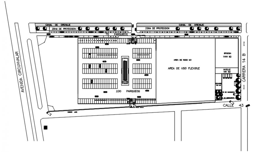 Site layout plan drawing details of shopping center building dwg file