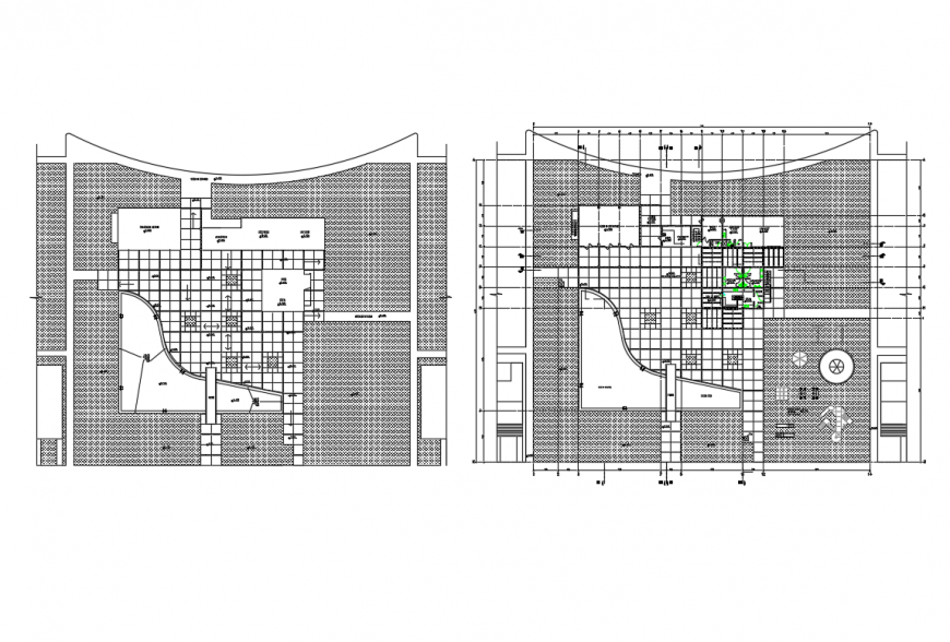 Site plan and landscaping structure details of club house dwg file