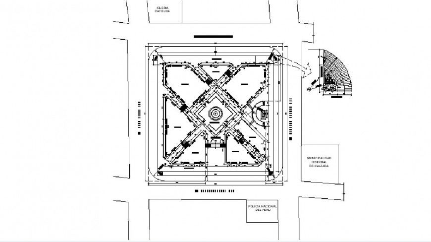 Municipal Building Site Plan & Urban Design CAD file