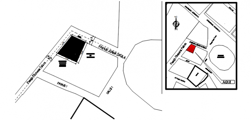 Site plan and location map details of apartment building dwg file