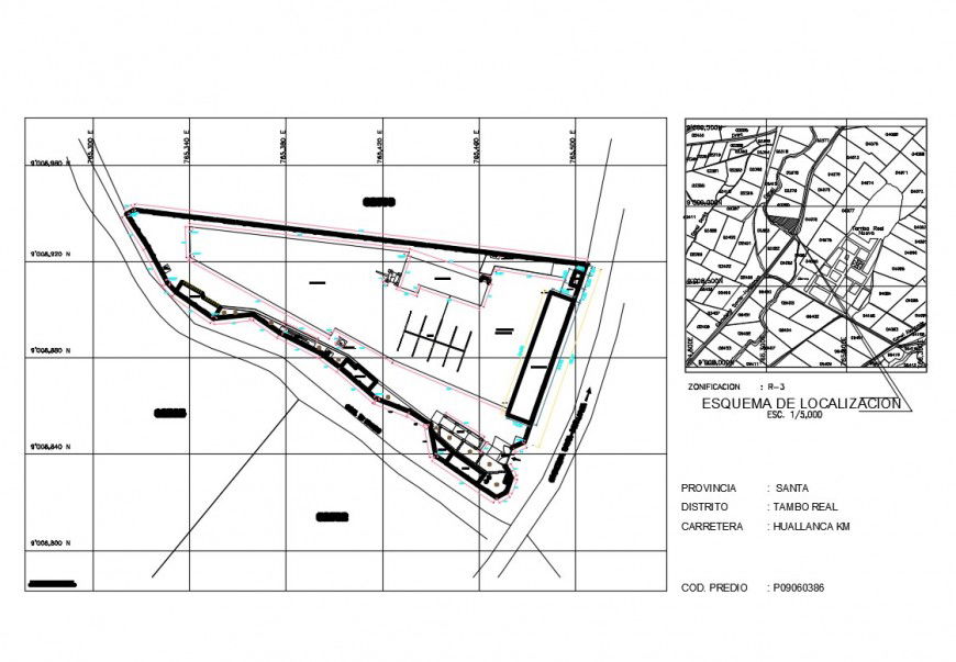 Site plan and location map details of fabric industrial plant dwg file