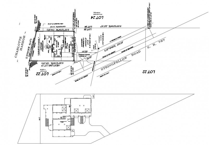 Site plan and location map details of residential house dwg file