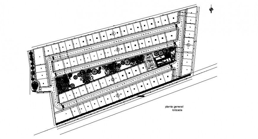 Site plan and plotting details of residential urban houses dwg file