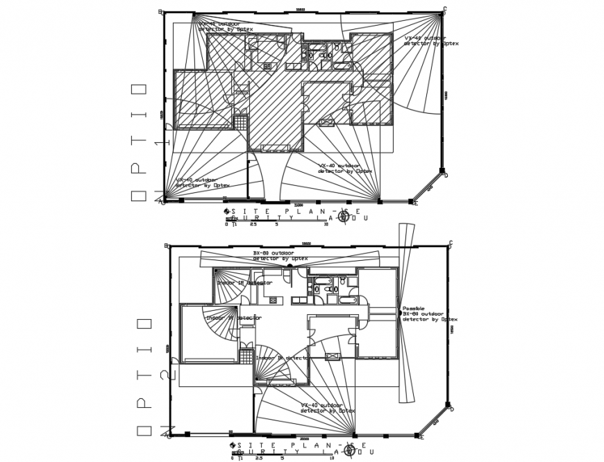 Site plan and security layout plan details of housing building dwg file