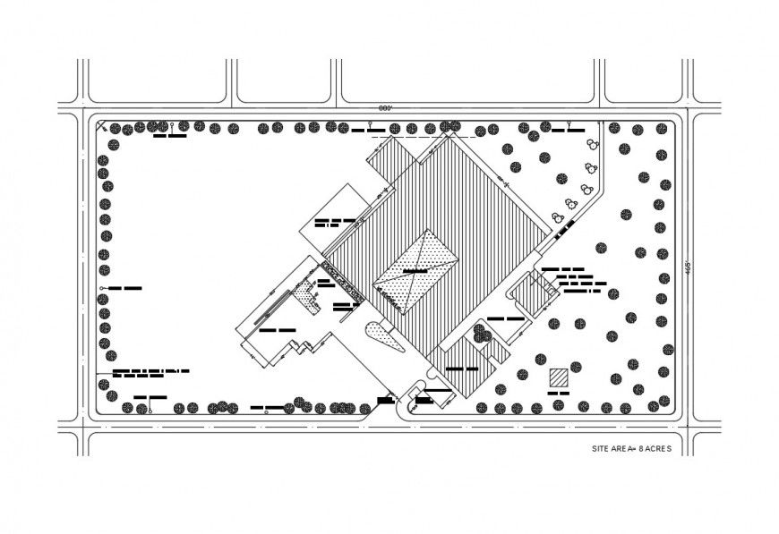 Site plan details of architecture college building dwg file