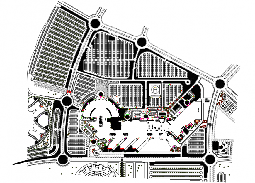 Site plan details of multi-specialty hospital cad drawing details dwg file