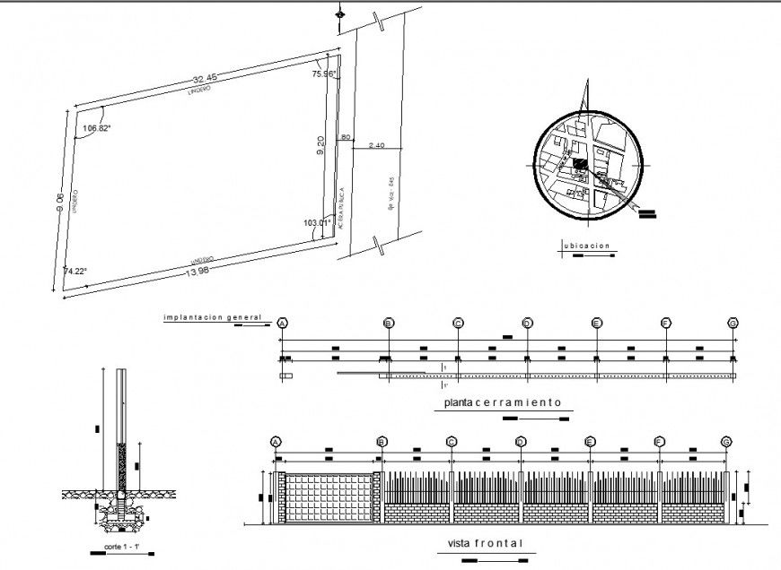 Site plan drawing with boundry wall in dwg file.