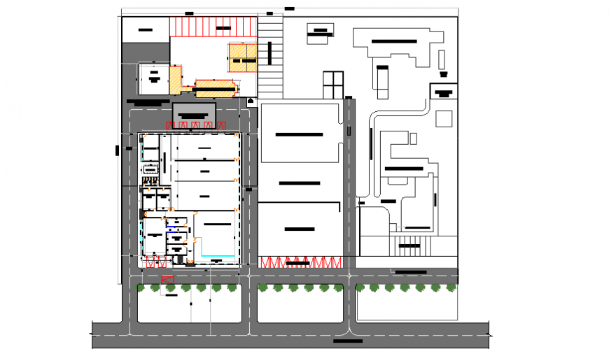Site plan layout of modern chiken slaughter house design drawing