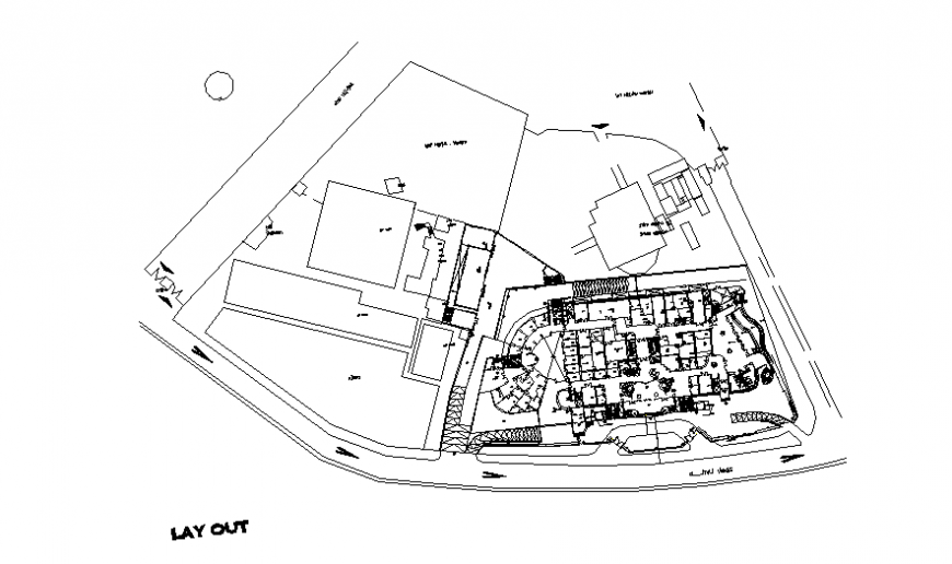 Site plan of cardiac surgeries academy plan in dwg file.