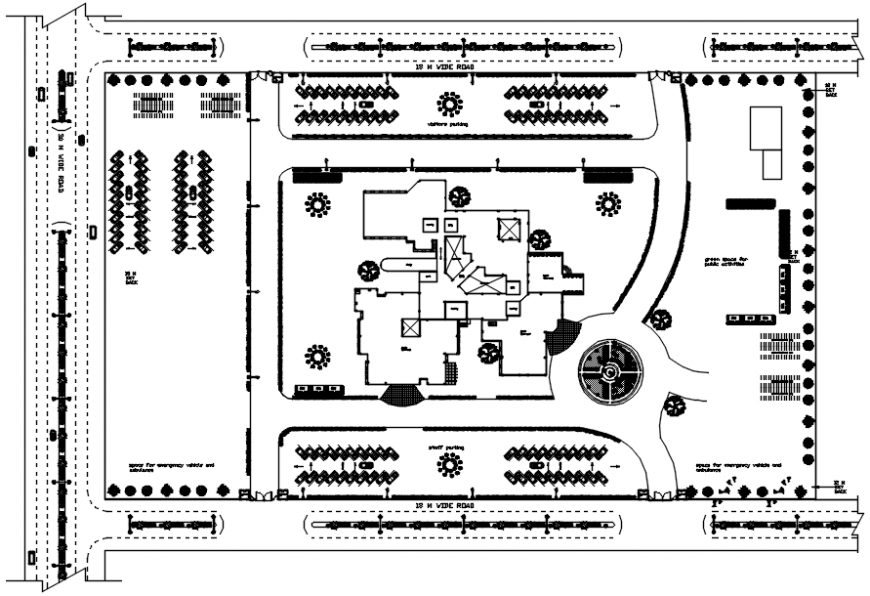 Site plan of hospital in AutoCAD file