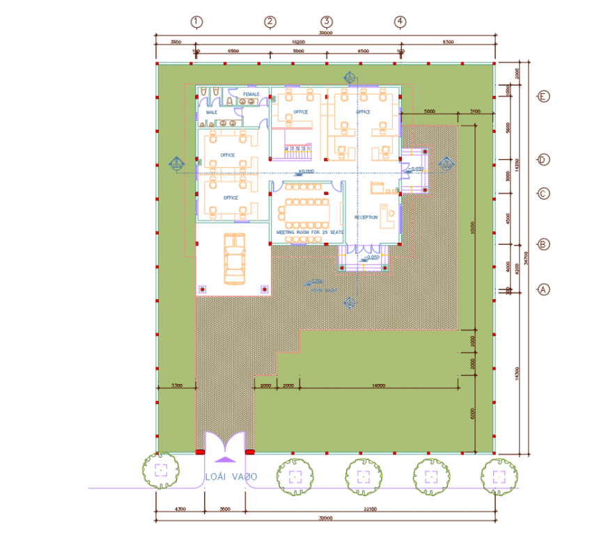 Site plan of Office drawing in dwg AutoCAD file.