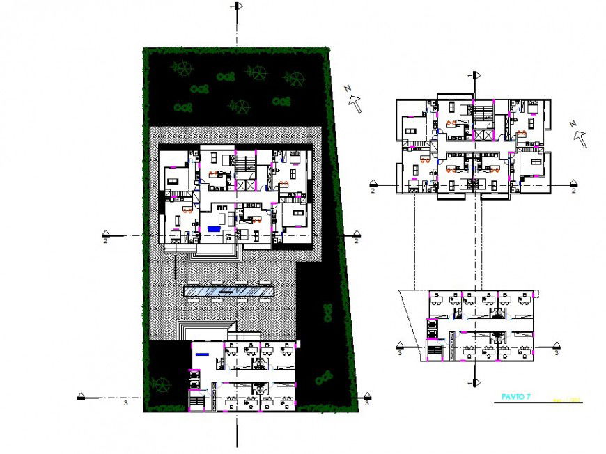 Site plan of the bungalow with ground floor layout plan in dwg AutoCAD file.