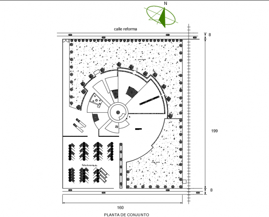 Site plan structure details of government museum building dwg file