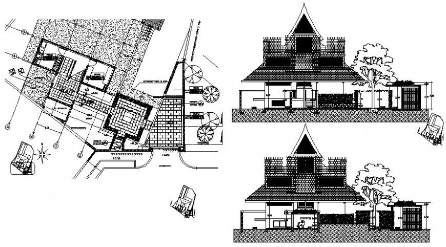 site plan with elevation design cad files