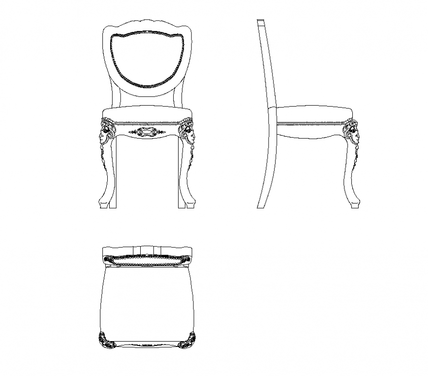 Sitting chair detail elevation 2d view CAD blocks layout autocad file