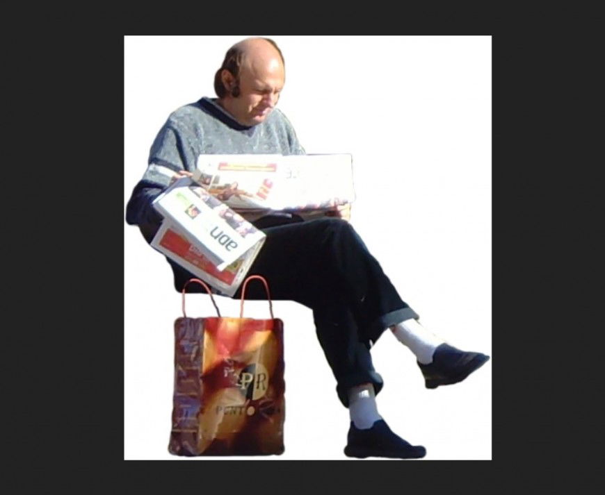 Sitting man detail 3d model layout photo file