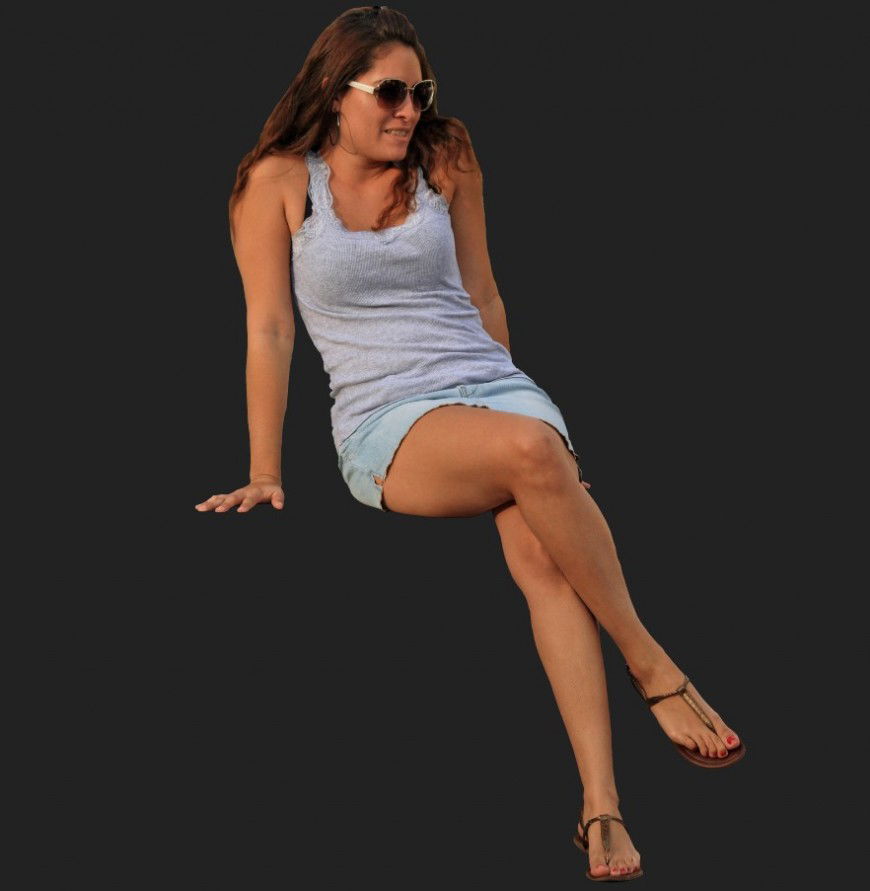 Sitting modern woman detail 3d model layout file
