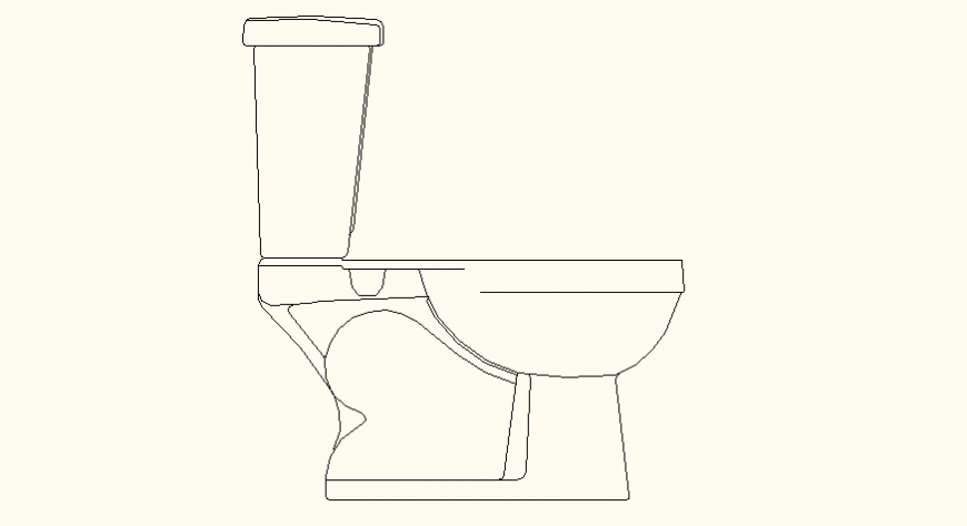 Sitting modern toilet detail elevation and plan dwg file