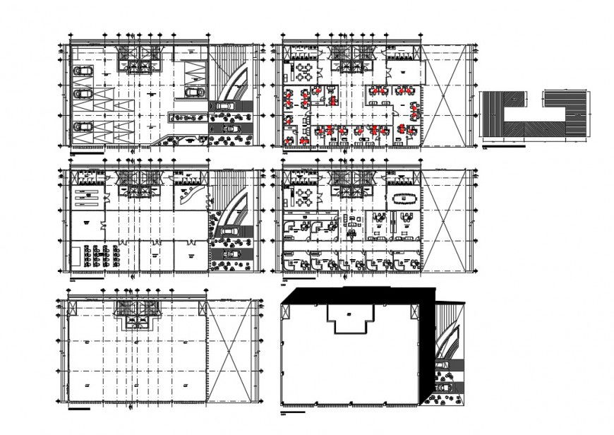 Six-story corporate building floor plan cad drawing details dwg file