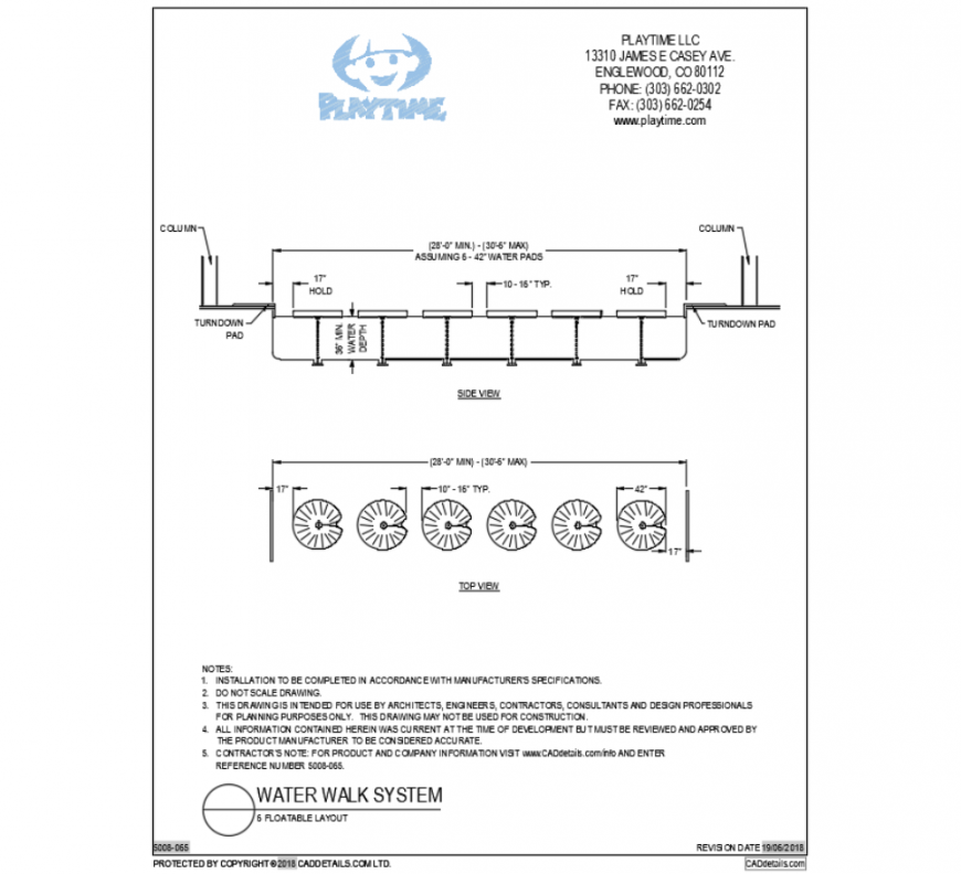 Six floatable water pads water play equipment cad block details dwg file