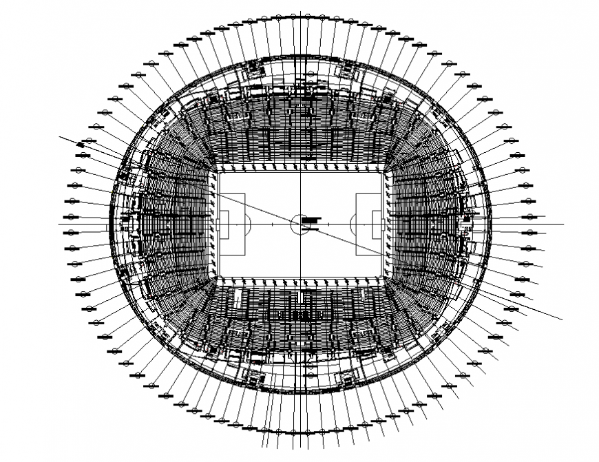 Six level sports stadium architecture layout plan details dwg file