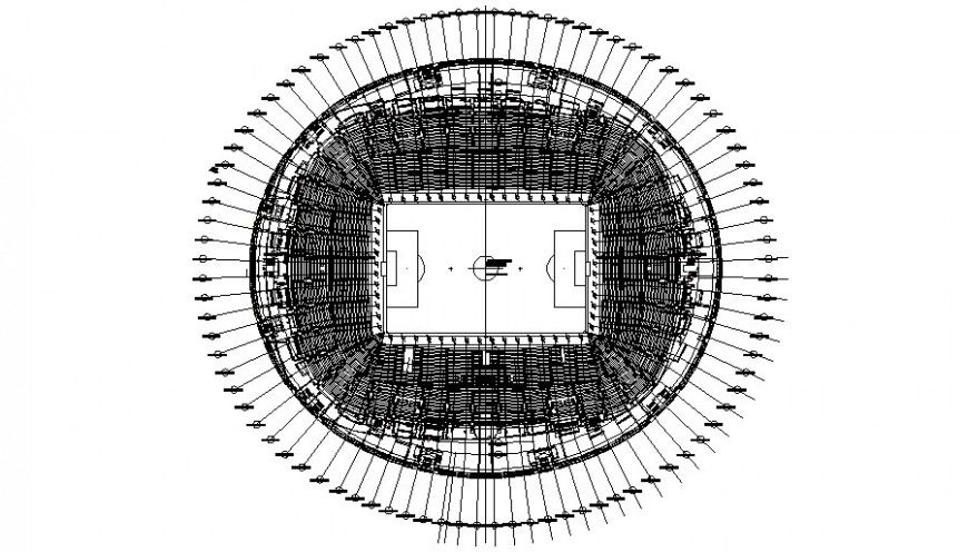 Six level stadium architecture layout plan cad drawing details dwg file