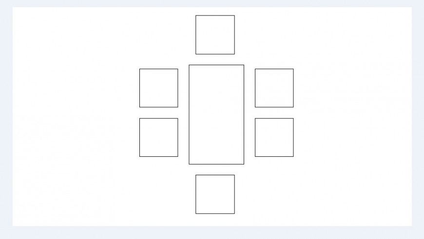 Six seated dining table block cad drawing details dwg file
