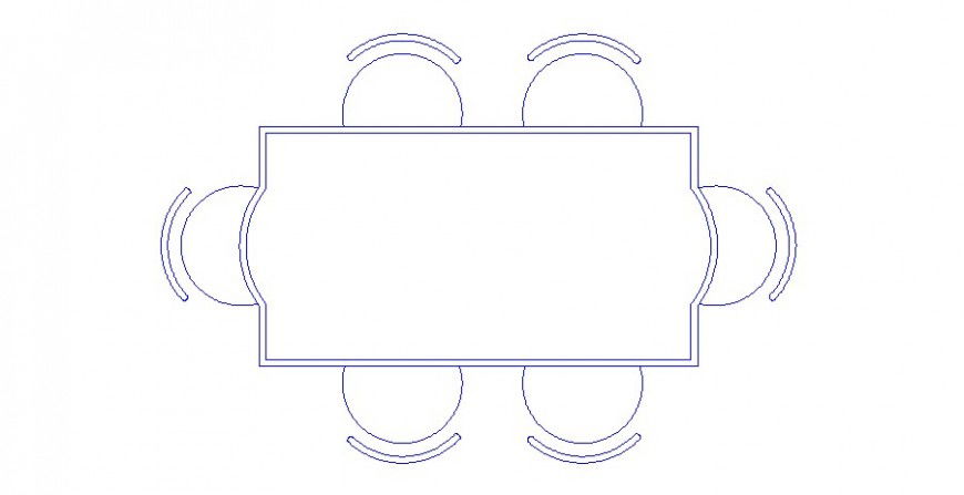 Six seater chair with table 2d drawings elevation autocad file