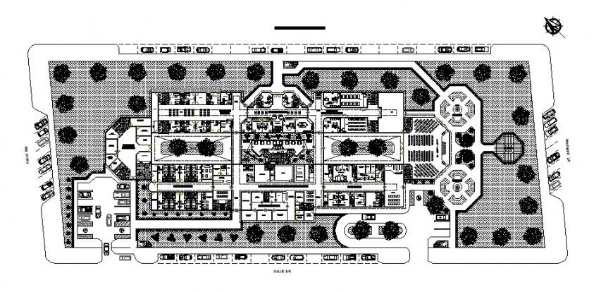 Six story hospital building distribution plan cad drawing details dwg file