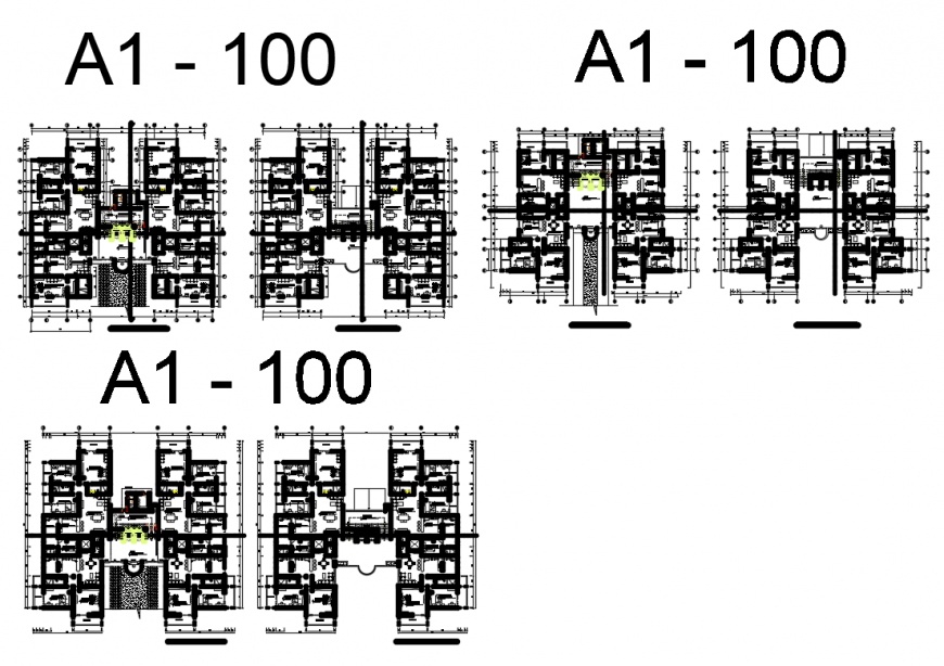 Six story residential building floor plan cad drawing details dwg file