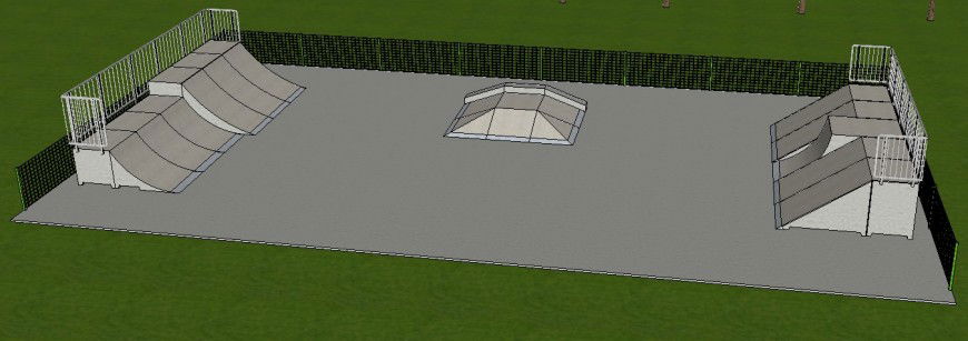 Skate park detail 3d model CAD block sketch-up file