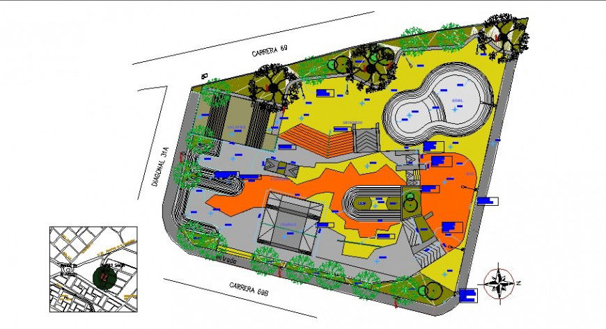 Skatep natural park landscaping structure cad drawing details dwg file