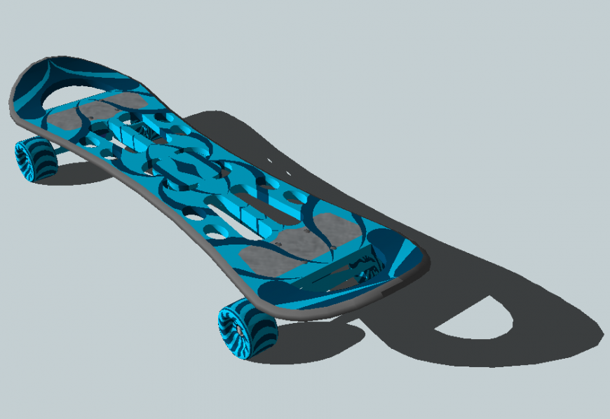 Skating board detail elevation 3d model sketch-up file